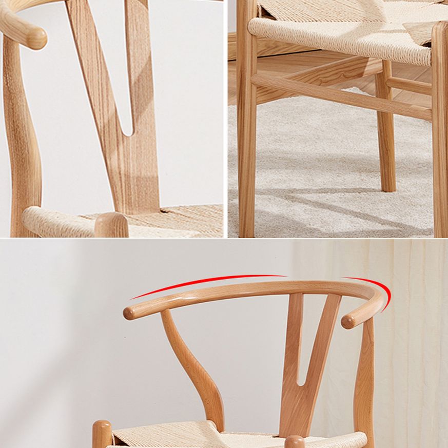 Silla auxiliar de cocina contemporánea de madera con cojín de color, sillón de comedor Wishbone