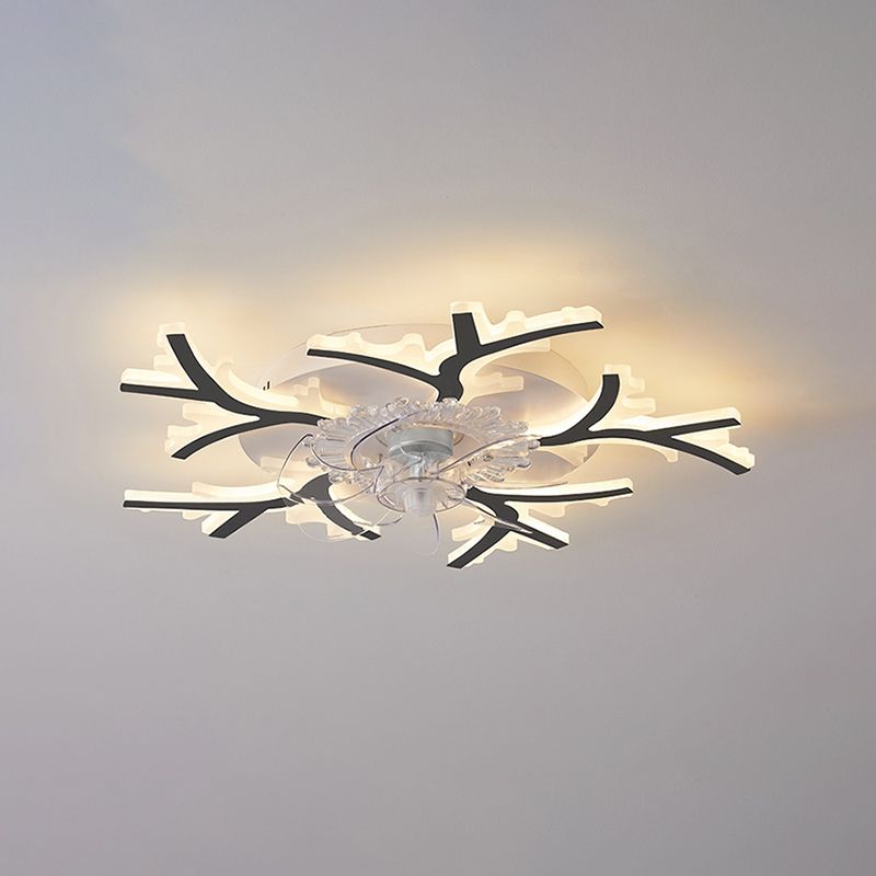 Modern Style Ceiling Fan Lamp LED Ceiling Mount Light with Acrylic Shade for Bedroom