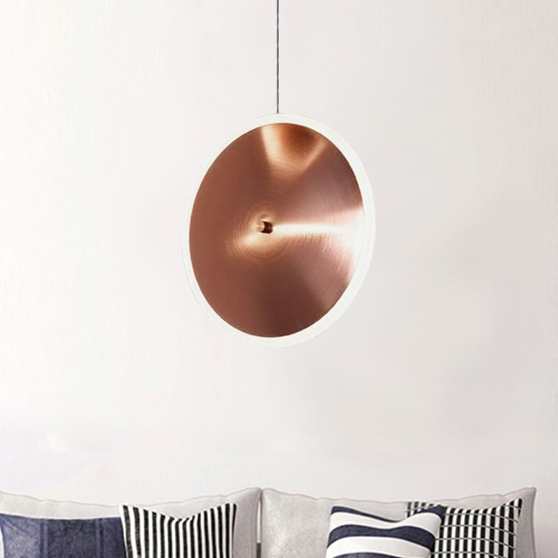 8 "/12"/16 "W Disco vertical Luz colgante Post moderna colgante de suspensión de oro de rosa de acrílico en luz cálida/blanca