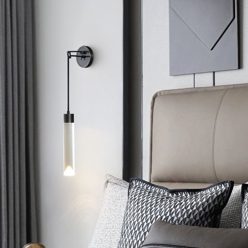 Contemporary Wall Sconce Cylinder Crystal Sconce Lighting for Bedroom