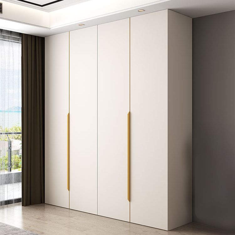 Modern Hinged Wardrobe Closet White Engineered Wood Wardrobe Armoire