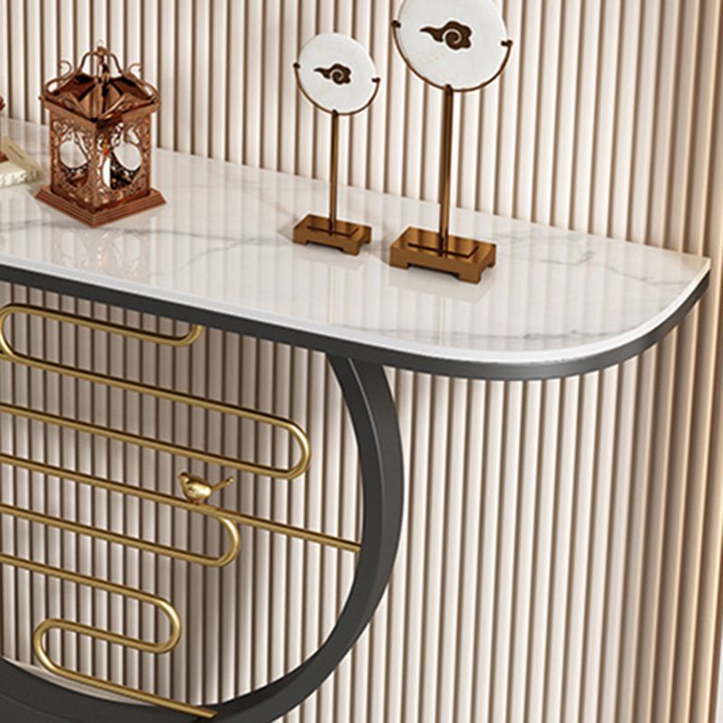 31.5-inch Tall Modern Console Table Stone Accent Table with 1 Shelf