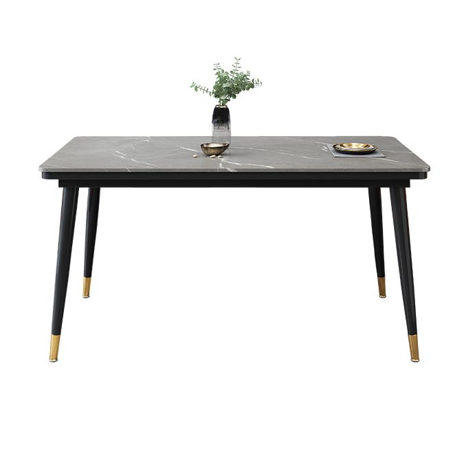 Mesa de comedor industrial con tapa de piedra sinterizada de forma rectangular de cocina con base de 4 patas