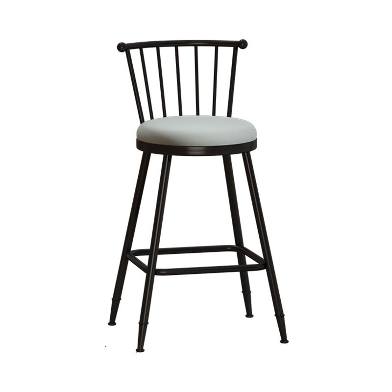 Taburete de bar moderno sin brazos con respaldo, taburete de acero para tienda de té con leche y cojín de cuero