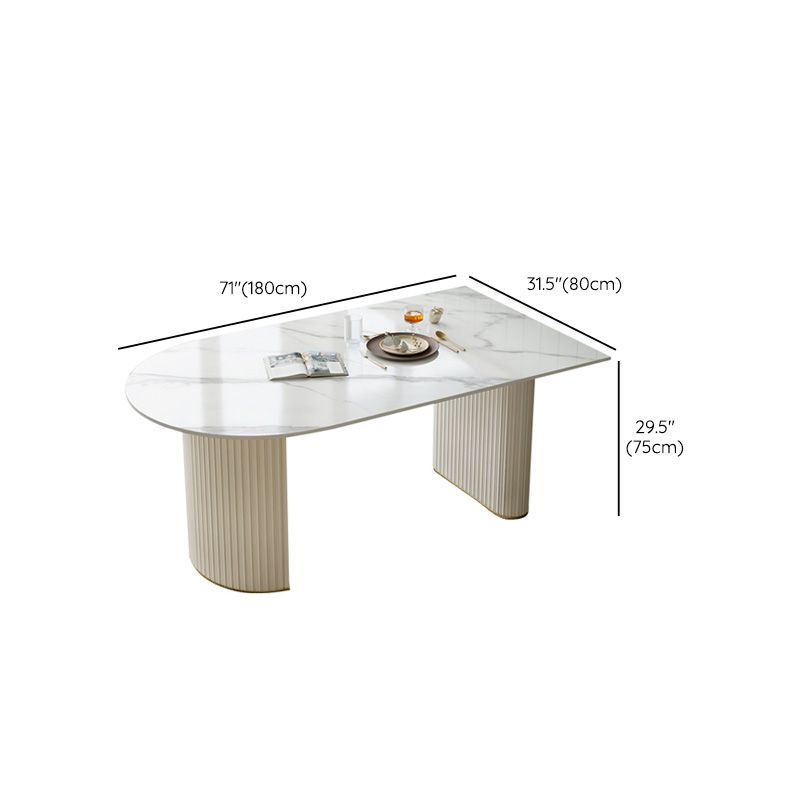 White Base Dining Table Modern Stone Dinette Table for Dining Room