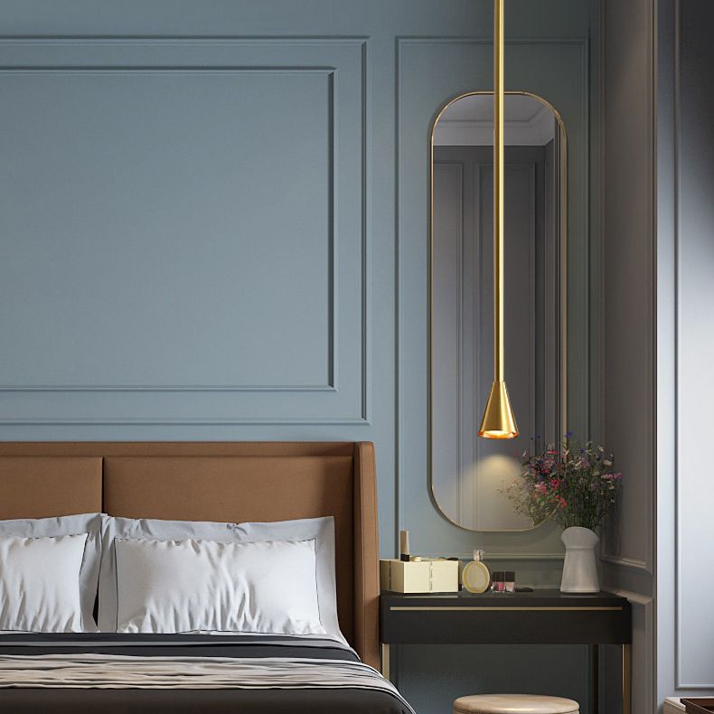 Postmodern Minimalist Conical Pendant Lamp Metallic Kitchen Bar LED Suspension Light