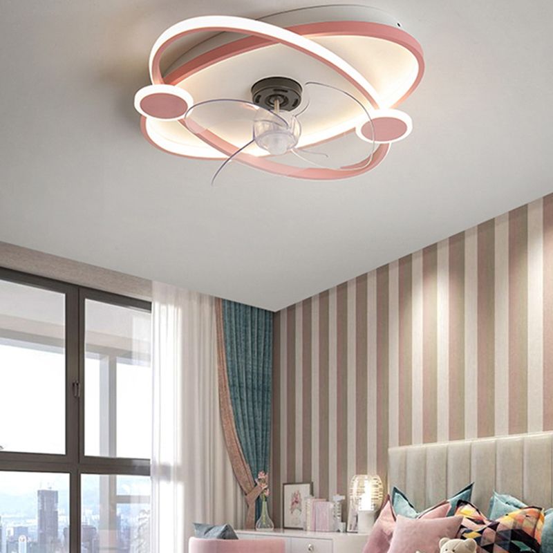 3-Blade LED Fan with Light Children Blue/Pink Ceiling Fan for Home