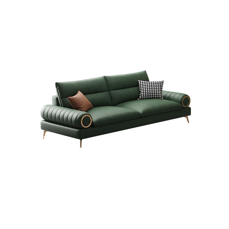 Faux Leather Contemporary Rolled Arm Sofa Standard Sofa with Sewn Pillow Back
