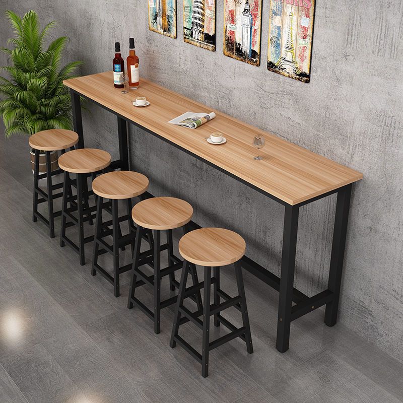 Contemporary Bar Table Rectangle Bar Dining Table with Trestle Base