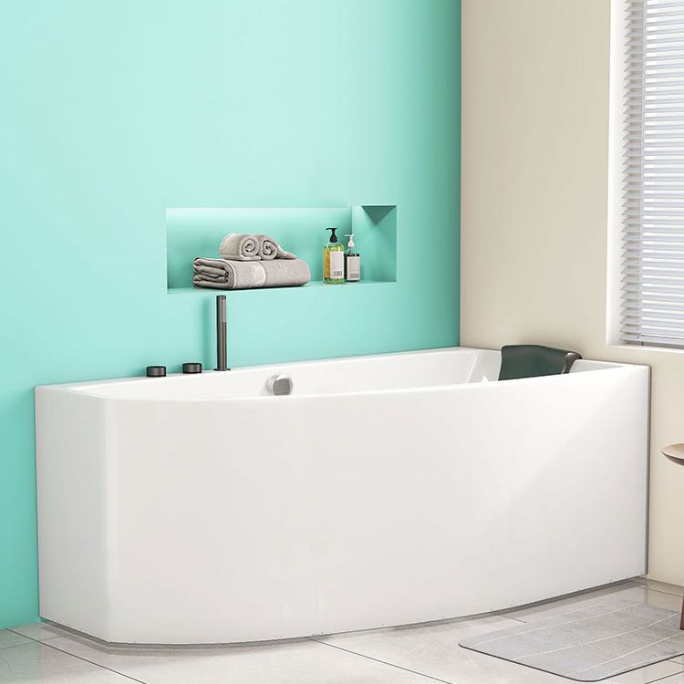 Modern Corner White Bathtub Back to Wall with Drain Bath Tub