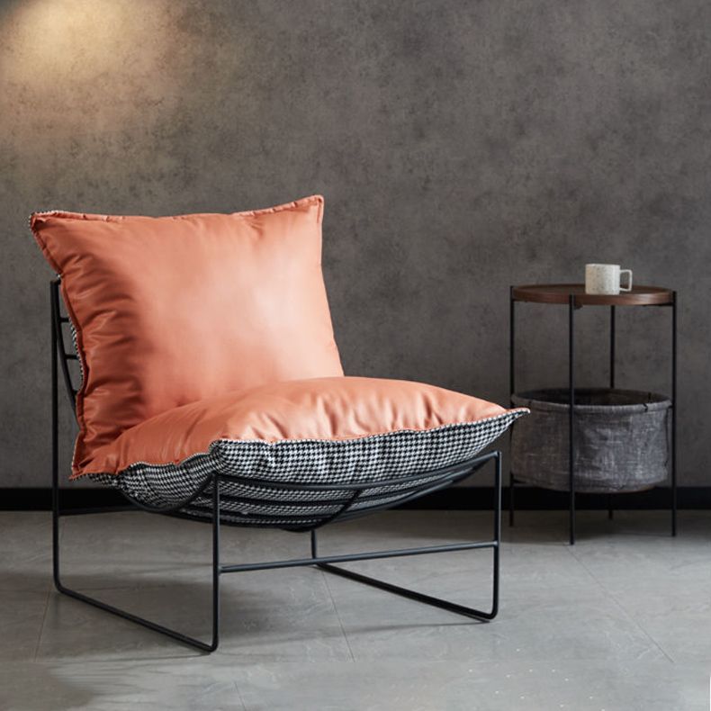 Contemporary Faux Leather Armless Pillow Back with Black Legs Lounge Chair