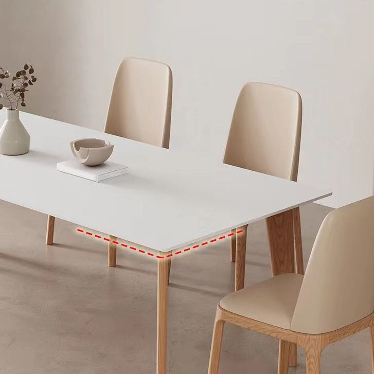 Simplicity Style Dinette Table Rectangle Stone Dining Room Table in White