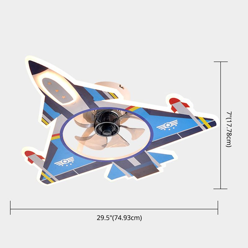 Flugzeugform -Form -Jungen -Zimmer Leuchte Leuchte Metall Cartoon LED Semi Flush Deckenleuchte in Blau