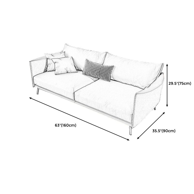 Moderne Kissen Standardsofa 29,53 "Hochquadrat -Armsofa, Champagner