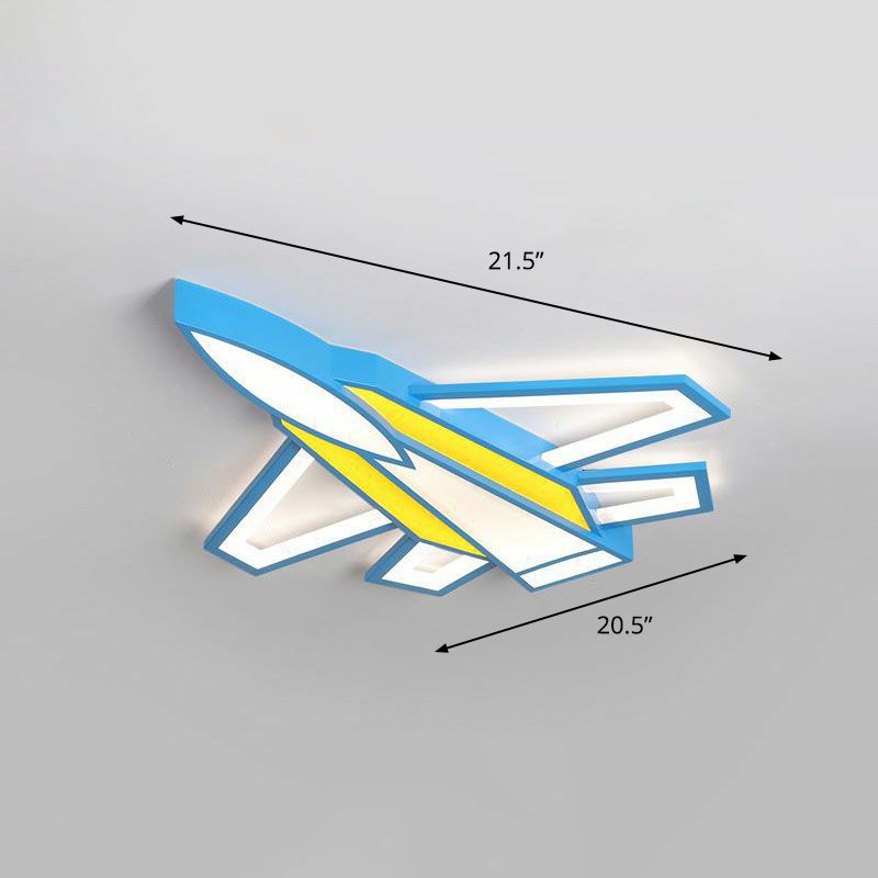 Yellow Aircraft Flush Ceiling Light Kids Acrylic LED Flush Mount Lighting for Nursery