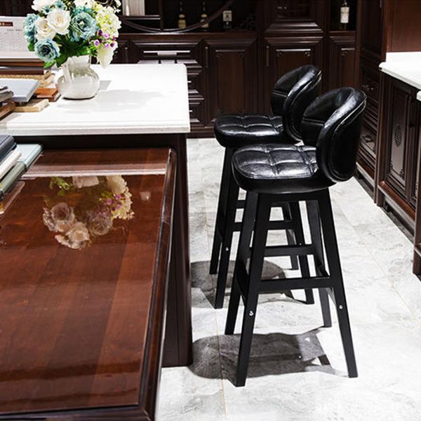Taburete de bar sin brazos moderno, taburete de bar de madera para el hogar con cojín