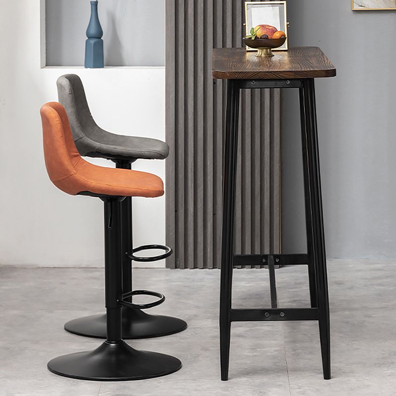 Scandinavian Metal Barstool Faux Leather Low Back Counter Stool