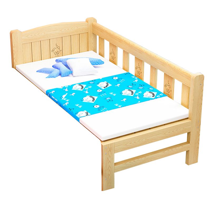Contemporary Solid Wood Kids Bed Low Open-Frame Standard Bed with Guardrail