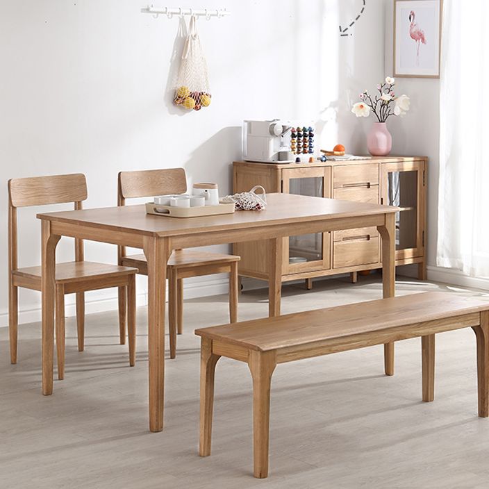 Mesa de comedor marrón de estilo moderno, mesa de comedor rectangular de madera maciza de 4 patas para el hogar