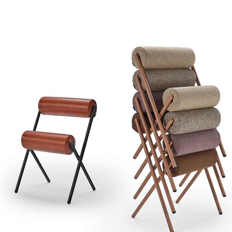 Nordic Stackable Backrest Cushion Chair with Metal Legs for Living Room