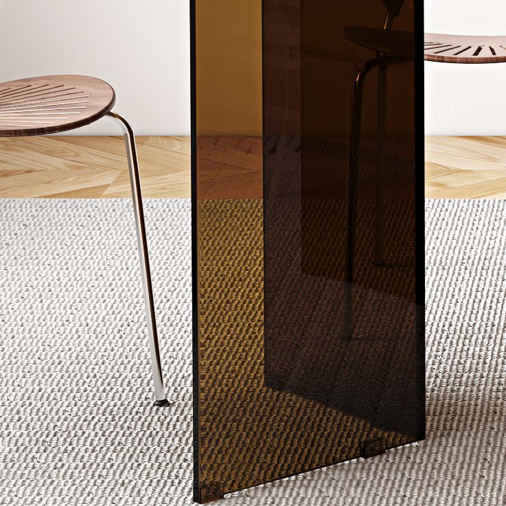 Tempered Glass Top Dining Table Free Form Dining Table with Double Pedestal