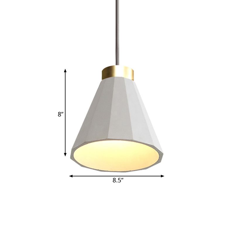 Iluminación colgante de tono de sombra en forma de cono de 8.5 "/9.5" Cemento industrial de cemento industrial 1 Luz de techo colgante de gris claro