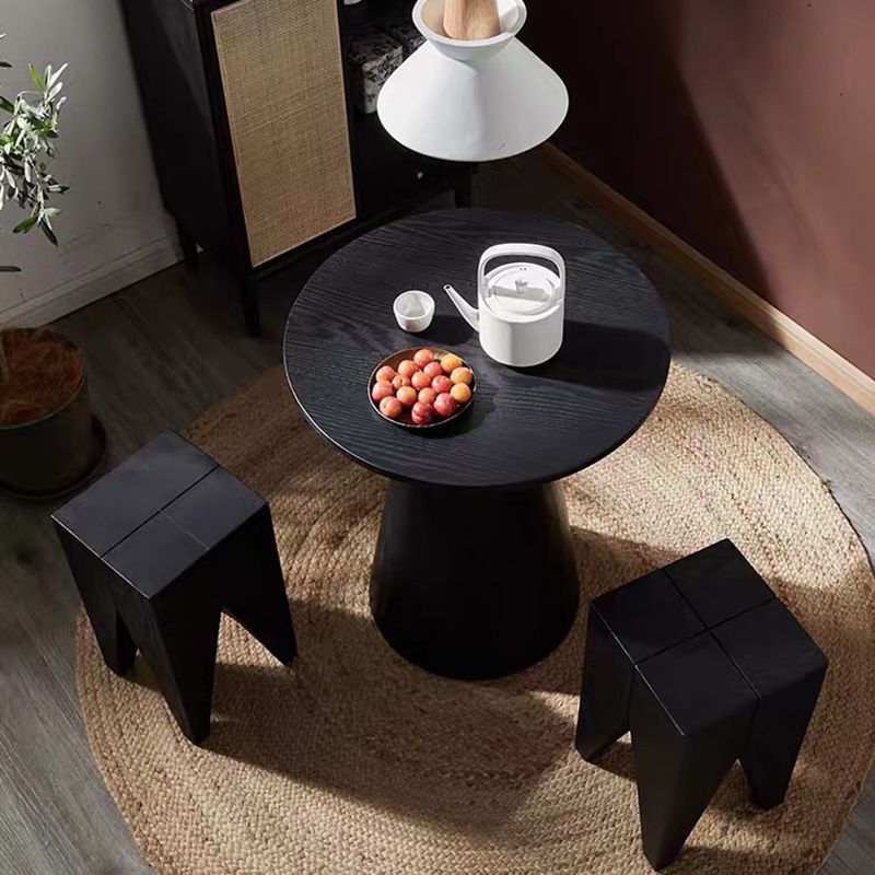 Contemporary Wood Side Table Pedestal Round Living Room Table