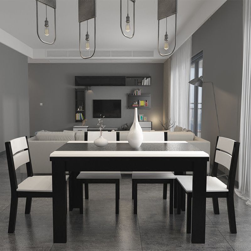 Industrial Kitchen Dinner Table Rectangle 4 Legs Stone Dining Table