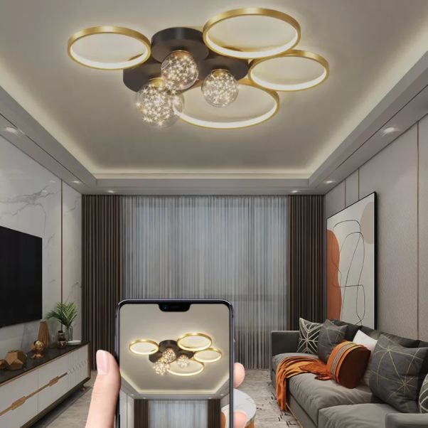 Moderne plafondlamp LED-cirkellicht Zwart Creatief foyerslaapkamerlicht