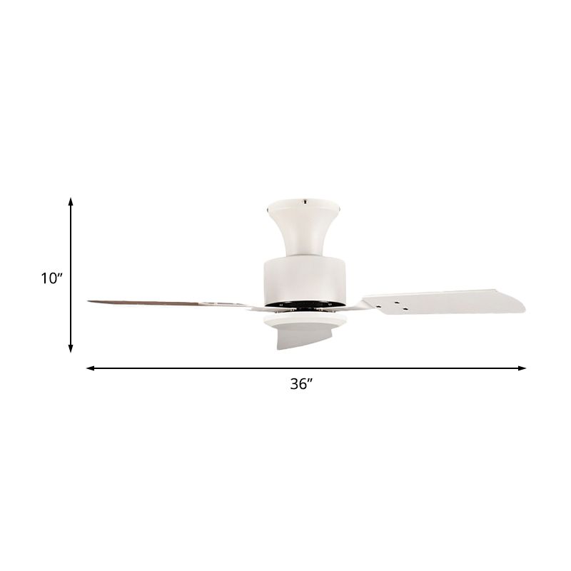 LED Circulaire hanger ventilator Licht Modernisme Witte metalen Semi -spoelmontage Verlichting met 3 houten messen, 32 "/36" breedte