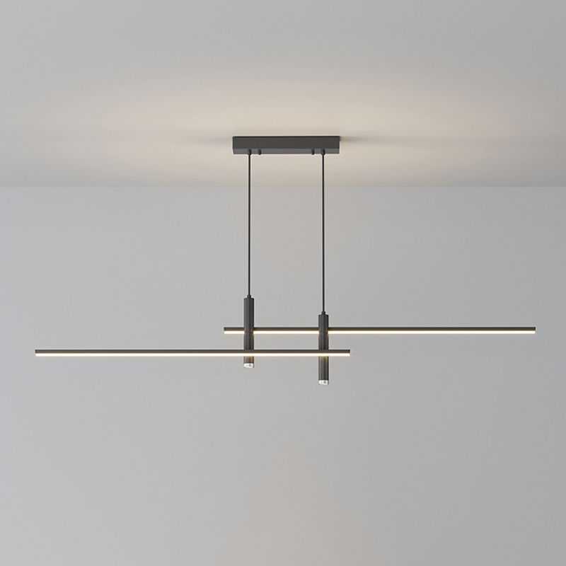 Linear Hanging Island Lights Modern Metal Chandelier Light Fixture for Dining Room