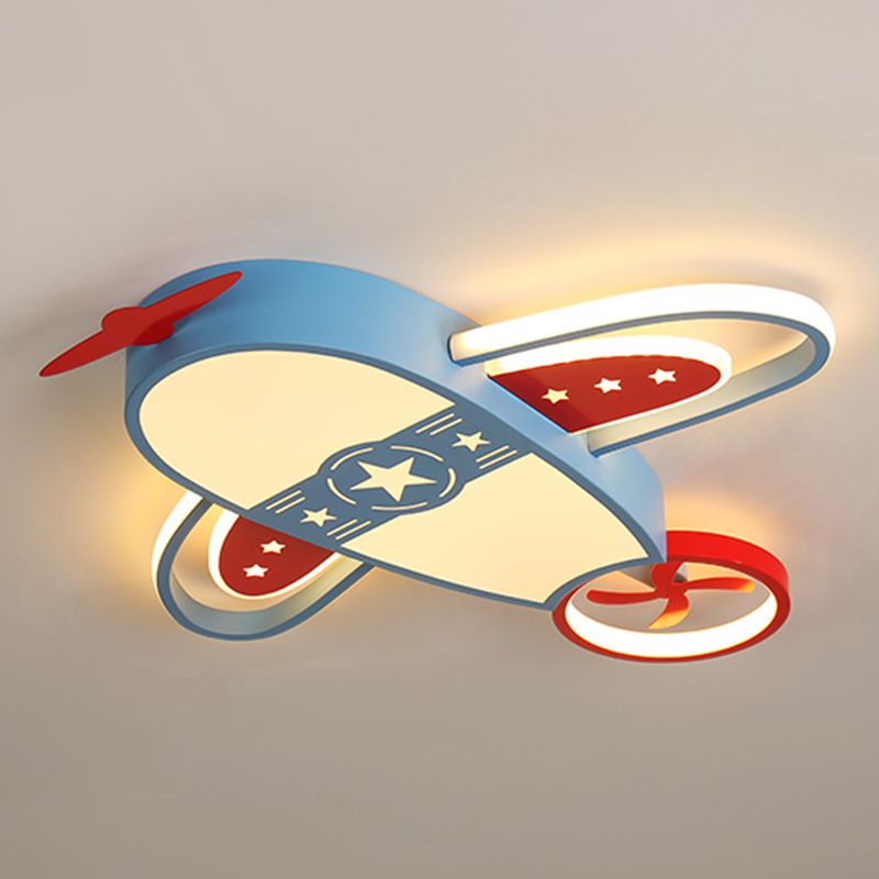 Plane Shape LED Ceiling Lamp Kids Style Iron 6 Lights Flush Mount for Bedroom