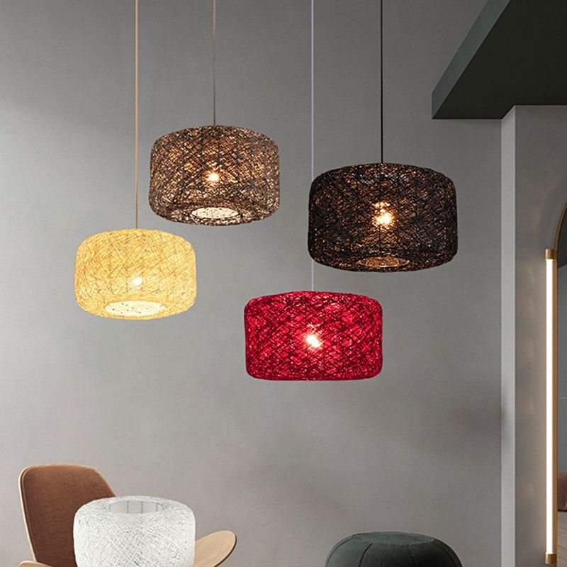 Asian Style Hanging Light Fixture 1-Light Pendant Light for Bedroom