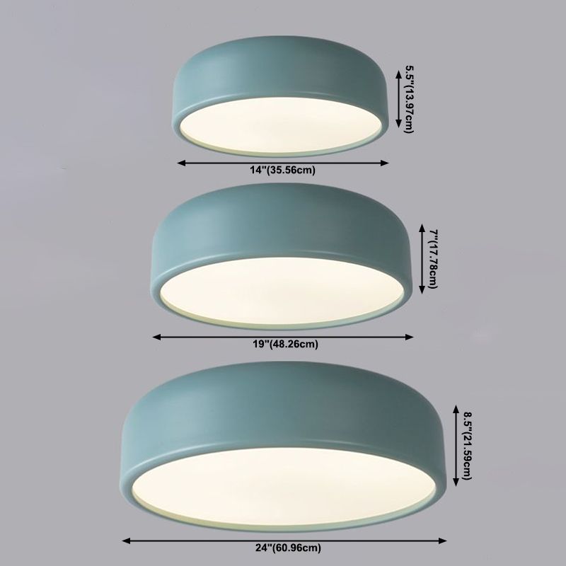 Acrylic Circular Macaroon Flush Mount in Modern Concise Style Wrought Iron Ceiling Light for Bedroom