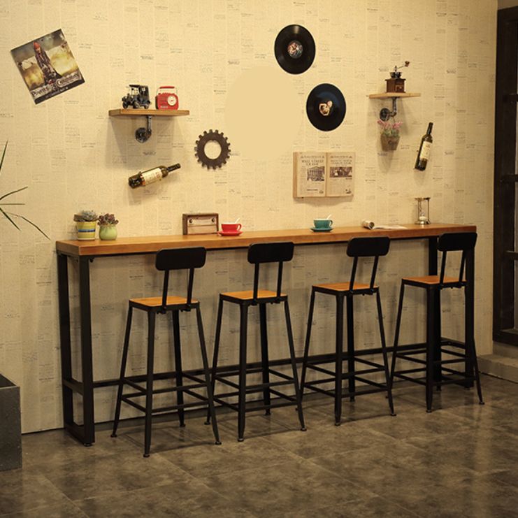 Industrial 1/5/9 Pieces Bar Table Set Rectangle Wood Counter Table with Stools for Cafe