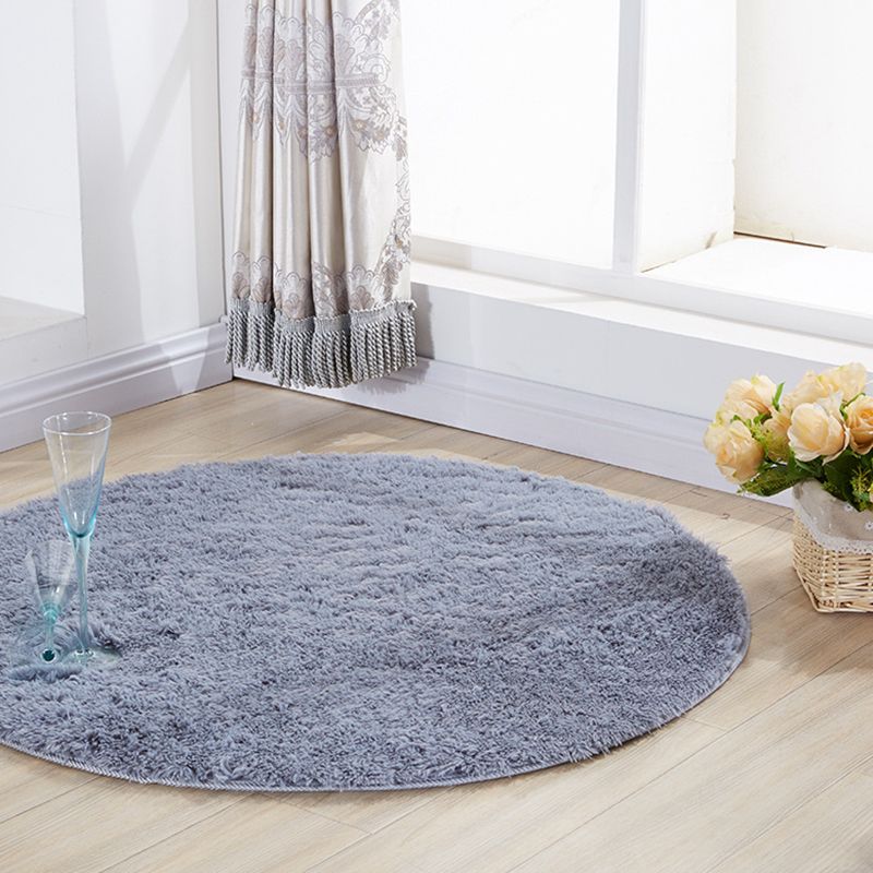 Simplicity Plain Shag Rug Contemporary Round Carpet Nylon Anti-Slip Backing Carpet for Living Room