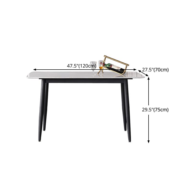 Industrial White Table for Restaurant Rectangle Dining Table with Black 4 Legs