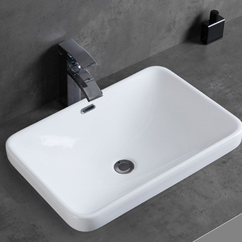 Contemporary Bathroom Sink with Overflow Porcelain Round Vessel Bathroom Sink Only