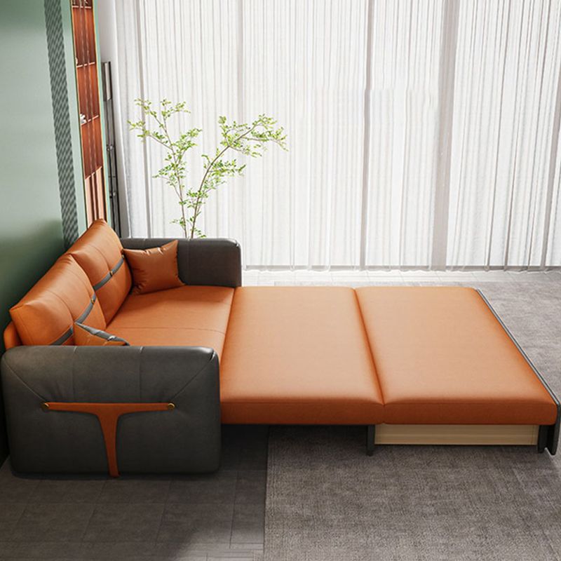 32" Wide Glam Sleeper Sofa Leather Pillow Included Foldable Sleeper Sofa