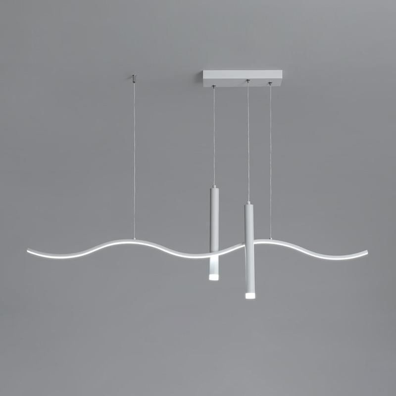 3-Light White Modernism Kitchen Island Lighting LED Metallic Ceiling Light