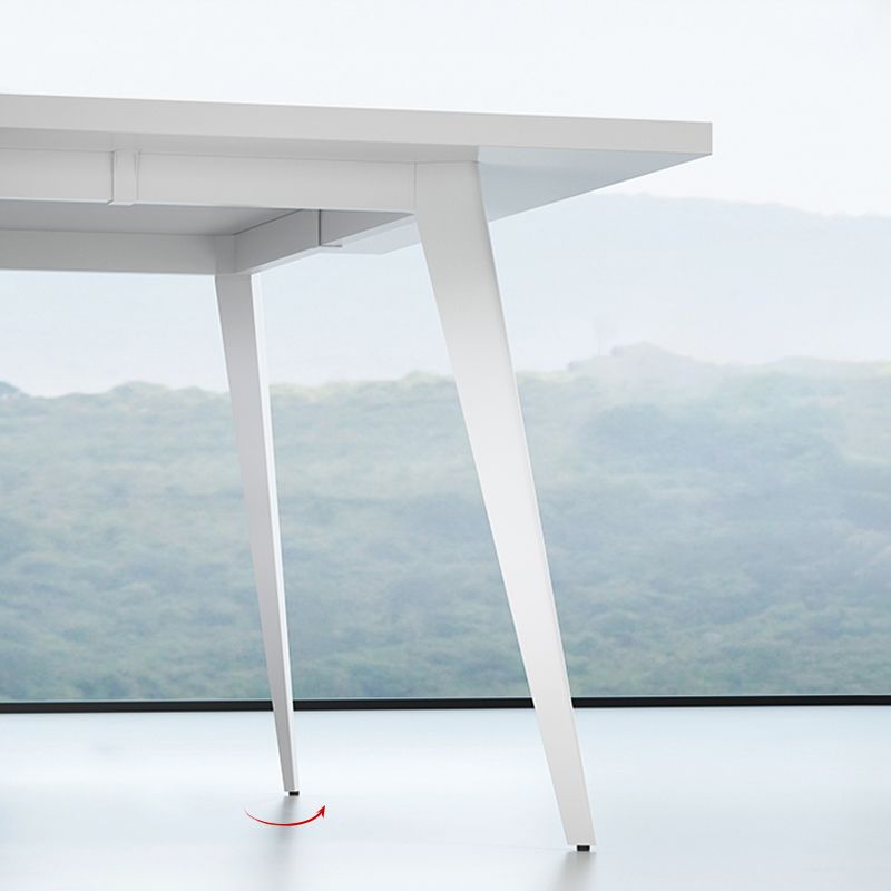 Contemporary Rectangle Dining Table Solid Wood Top Indoor Table with 4 Legs