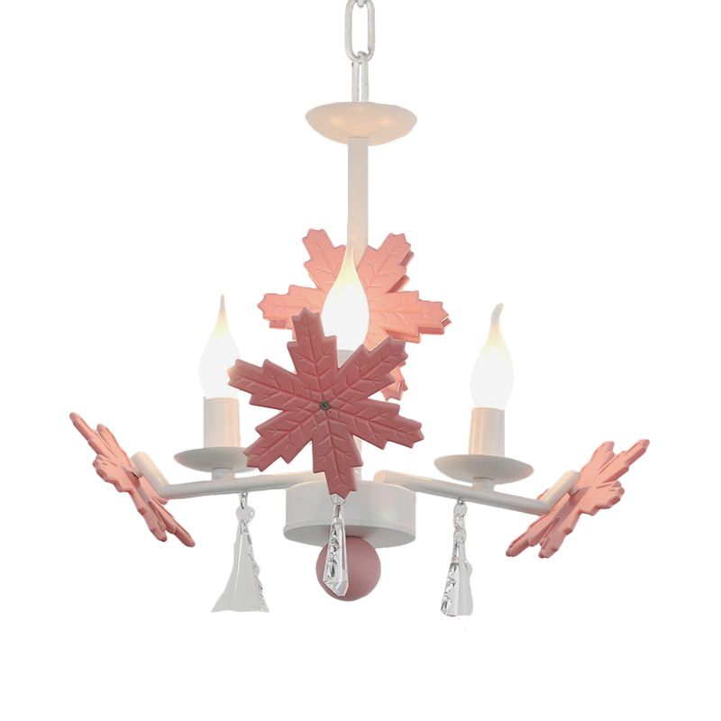Kerze Kronleuchter helles Kinder klares Glas 3/6 Lichter grau/weiße Anhängerlampe mit K9 -Kristall- und Schneeflocken -Deco