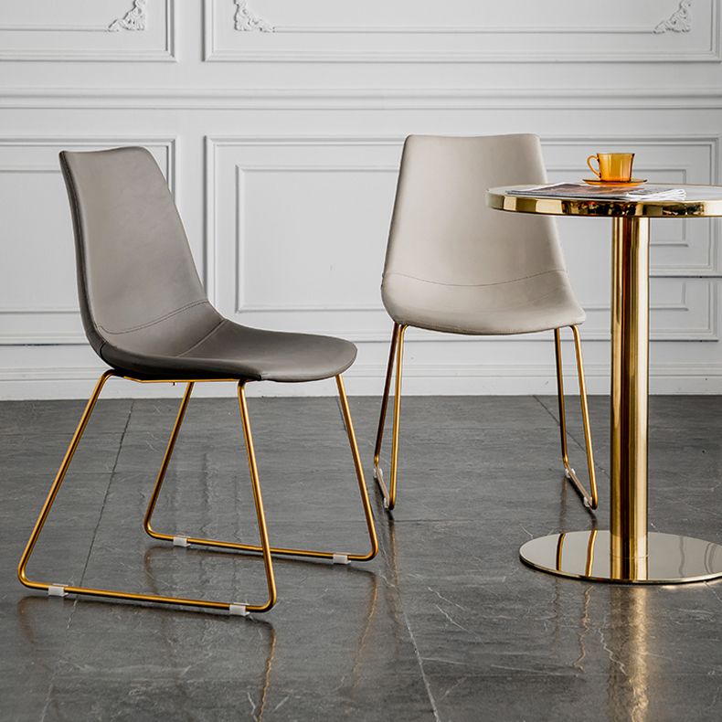 Scandinavian Design Solid Back Armless Dining Chairs Leather Dining Chairs