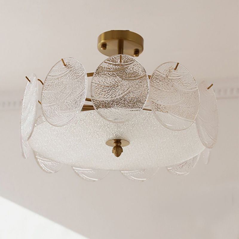 Contemporary Ceiling Lamp Round-shaped Glass Flush Mount Light Fixture