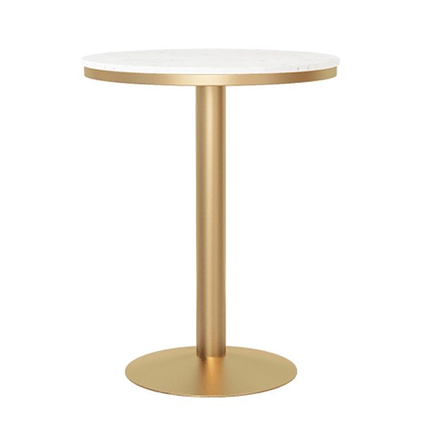 Metal Traditional Luxury Round Table White Stone Top Table with Pedestal Base