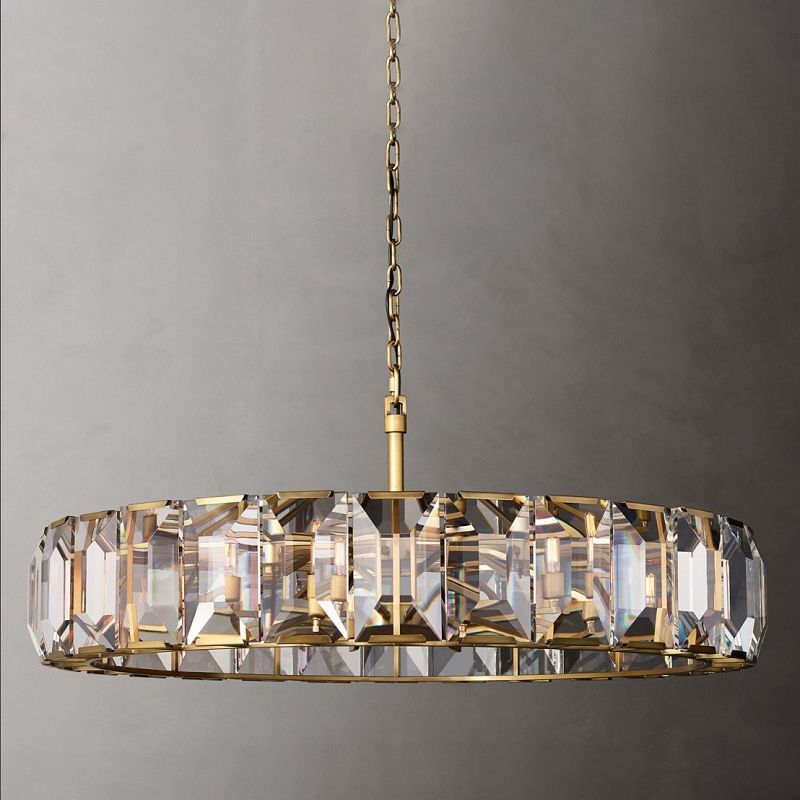 Modern Style Drum Shaped Chandelier Clear Crystal Chandelier for Bedroom