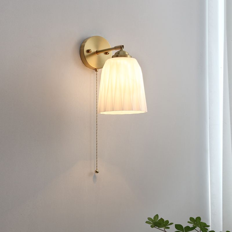 Glass 1-Light Geometric Wall Lighting Modern Style Wall Mounted Light Fixture in White