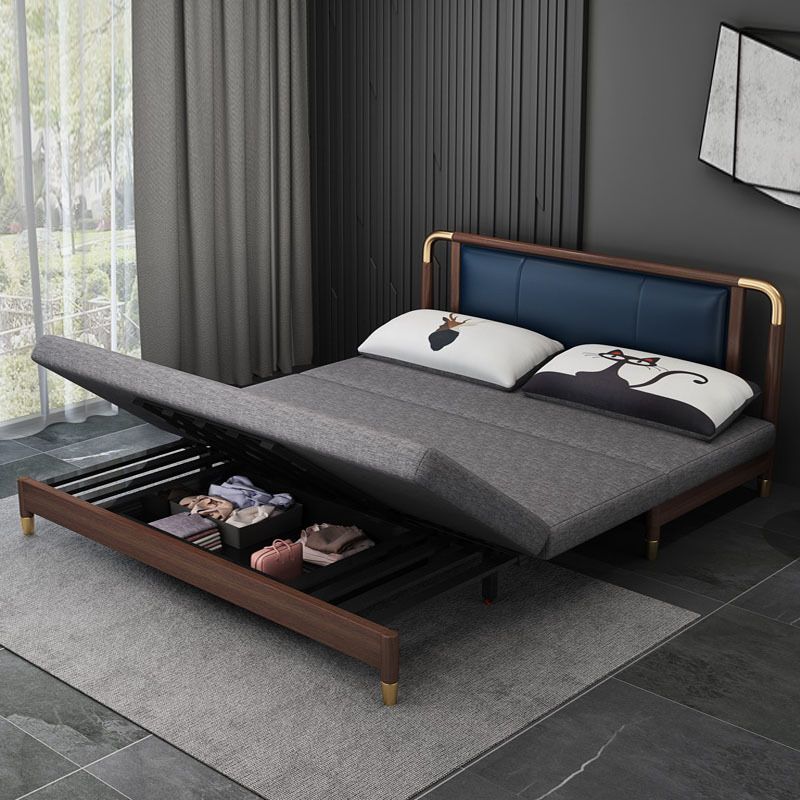 Contemporary Cotton Blend Sleeper Sofa Wood Frame Armless Sofa Bed