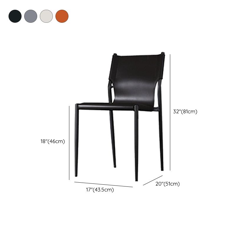 Industrial Leather Dining Chairs Armless Side Chairs with Metal Legs for Home Use