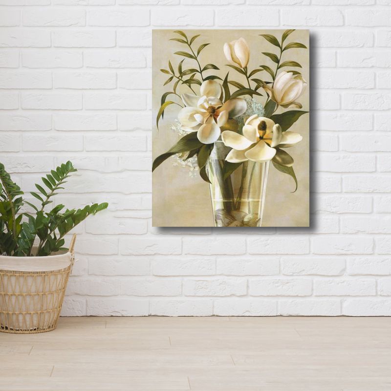 Flower Print Wall Decor Contemporary Textured Bedroom Wrapped Canvas, Multiple Sizes